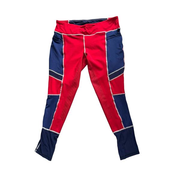 Dover Saddlery Riding Pants Women’s Size XL Red/Blue Equestrian Full Seat Mesh - Picture 1 of 7